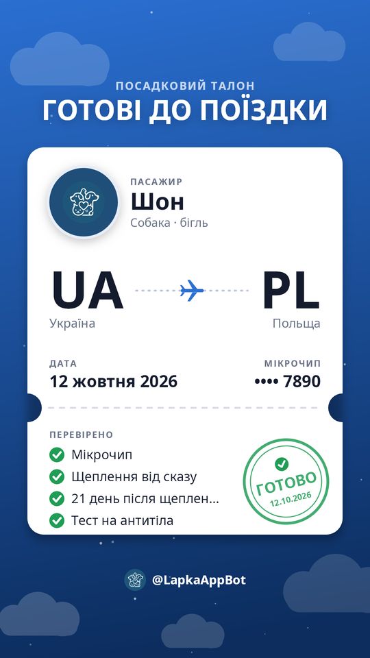 Листівка «Готові до поїздки» у вигляді посадкового талона